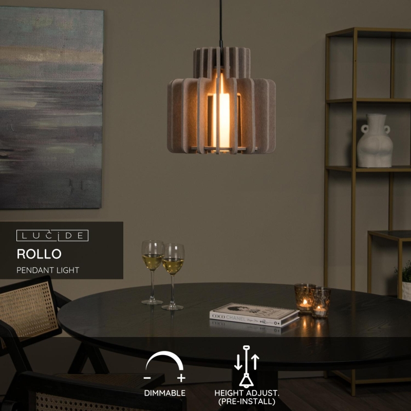 Lucide ROLLO - Závesné svietidlo - 1xE27 - Taupe